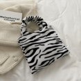 thumbnail image 2 of Black Bolso de felpa para mujer, bolso de mano con estampado de leopardo, bolso de mano con patrón de vaca, bolsas para el almuerzo, 2 of 5