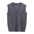 thumbnail image 1 of Men's Sweater Vest Male Autumn Winter Buckle V Neck Pure Color Wool Collarless Shirt Body Type Non Hooded Pocket Design, 1 of 8