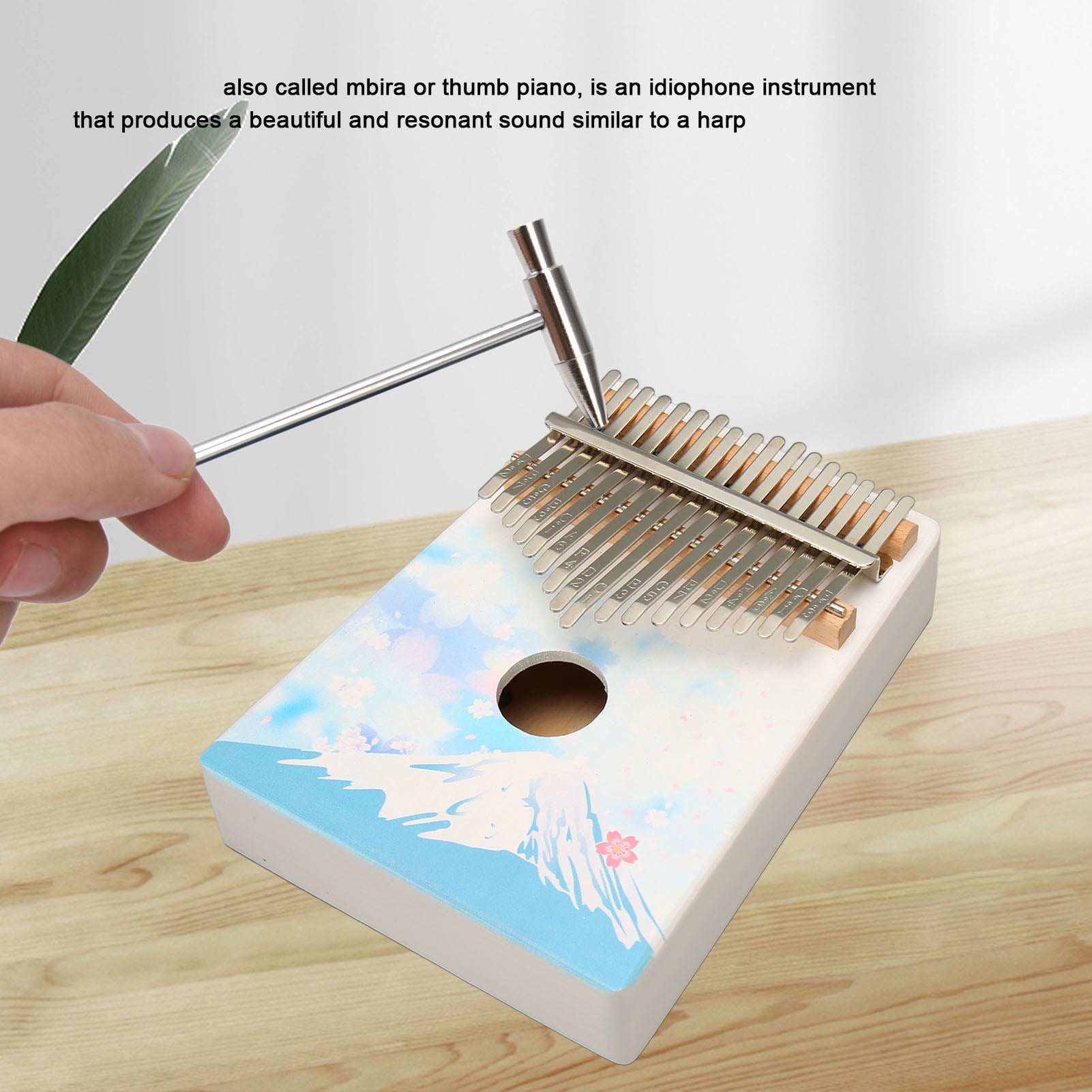 NFTIGB 17-Key Kalimba Thumb Piano with Tuning Hammer, Embossed Notes Alloy Steel Bars, Portable Finger Piano for Beginners & Kids (8.27 inches / 21 cm)
