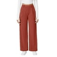thumbnail image 6 of Wide Leg Pants for Women Stretchy Pull On Work Pants High Waisted Business Casual Trousers Slacks with Pockets Red 2XL, 6 of 6