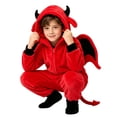 thumbnail image 5 of Ruyang Kids Hooded Jumpsuit Red Devil Zip Up Jumpsuit with Horns Wing Outfit Boys Girls Halloween Clothes Plush Party Dress Up Sets, 5 of 8