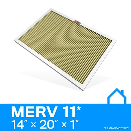 K&N 14x20x1 AC Furnace Air Filter; Lifetime Washable Reusable Filter; Merv 11; Filters Allergies  Pollen  Smoke  Dust  Pet Dander  Mold  Smog  and More; Breathe Clean Fresh Air: HVC-11420