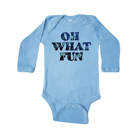 

Inktastic Oh What Fun Christmas with Snow Gift Baby Boy or Baby Girl Long Sleeve Bodysuit