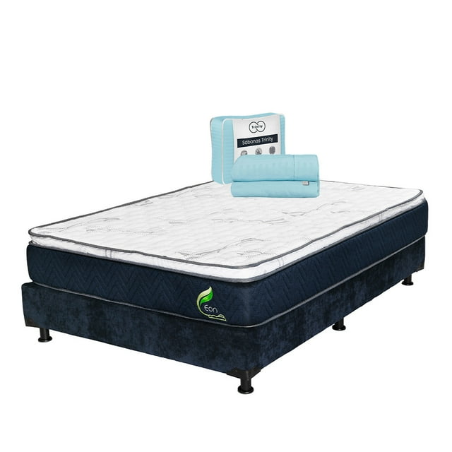 Colchón Queen Size Restonic Eon + Box + Juego de Sábanas Trinity