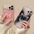 thumbnail image 2 of Compatible with iPhone Case,Clear Curly Wave Water Ripple Frame Gradient Butterfly Camera Lens Protection Soft Shockproof Cover Phone Case (Pink,iPhone 13), 2 of 7