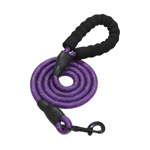 Reflective Nylon Dog Leash | Round Rope Traction Rope for Large Dogs | Explosion-Proof, Flush-Walking Design | Purple