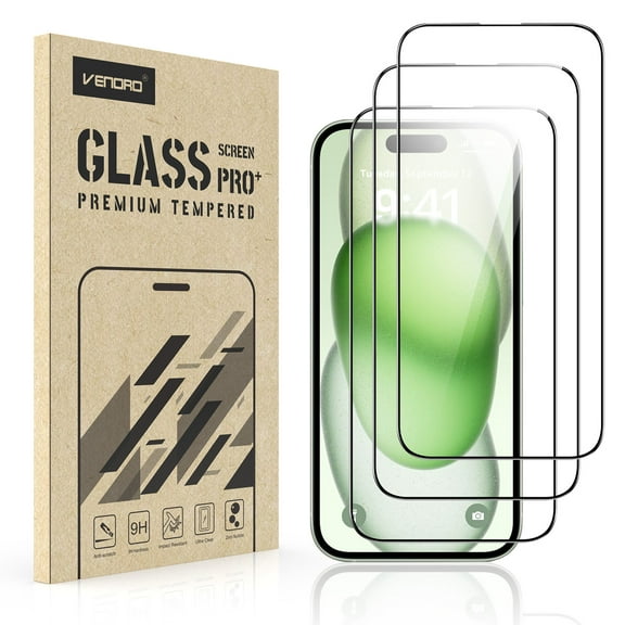 Htwon Screen Protector for iPhone 15 Pro Max/15 Pro/15 Plus/15 Tempered Glass Film, Clear, 3Pcs