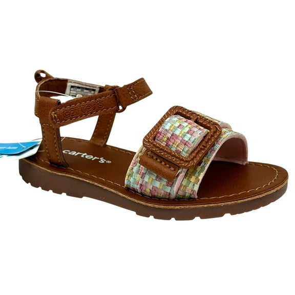 Carter's Toddler Girls Open Toe Sandal Size 7 Brown-Multi Lightweight Comfort