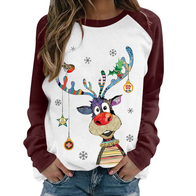 Sudaderas Navideñas Con Cuello Redondo Para Mujer, Sudaderas Con Capucha, Blusa Estampada Informal A La Moda, Jersey Con Bolsillo, Tops Odeerbi ODB193864