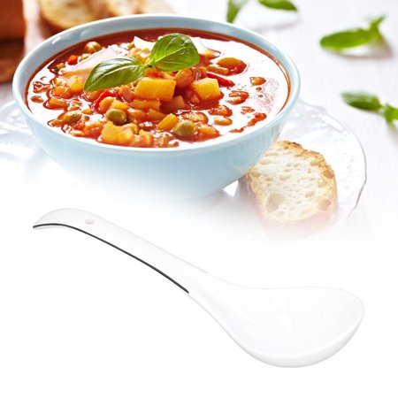 

Domqga Big Ceramic Spoon Large Porcelain Spoon White Multipurpose Long Handle Ceramic Porridge Spoon For Home Restaurant Porcelain Porridge Spoon