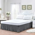 thumbnail image 3 of Bed Skirt Wrap Around 15" Drop, Fully Elastic Dust Ruffle, Extra Soft and Luxury, Fade Resistant, Machine Washable Luxurious Fabric, Twin XXL Size - Dark Gray Solid., 3 of 5