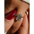 thumbnail image 3 of 3.5ct Solitaire Elongated Emerald Cut Engagement Ring for Women,Sterling Silver Simulated Diamond Promise Ring, 3 of 7