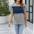 thumbnail image 4 of Summer Women's Trendy Oversized Crewneck Color - Block Striped Shirts, 4 of 8