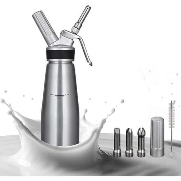 Profi Aluminum Whipped Cream Dispenser for Home Chef, Homemade Cream Maker Canister 500ml for Desserts Chocolate Gourmet$$Home Decor, Kitchen, & Other