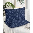 thumbnail image 2 of Navy Blue Pillow Covers Queen Size 2 Pack, Geometric Leaf Diamond Plaid Abstract Check Soft Bed Throw Pillowcases Breathable Cooling Long Lumbar Body Pillow Sham Cover for Bed Sofa 20''x30'', 2 of 7