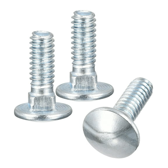 1/4-20x3/4" Carriage Bolt, 6pack Round Head Square Neck Screws, Carbon Steel Zinc Plated, Fully Threaded