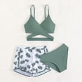 thumbnail image 2 of mgoYE Girls Swimsuits 3 Piece Bathing Suit 11-16 T Allover Printed Criss Cross Bikini Set with Cover Up Skirt Beach Swimwear(Mint Green,15 Years), 2 of 7