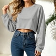 thumbnail image 2 of Enjoytime Sweatshirt for Women Casual Trendy Solid Long Sleeve Crop Top Fall Fashion Comfy Crew Neck Sweatshirts, 2 of 6