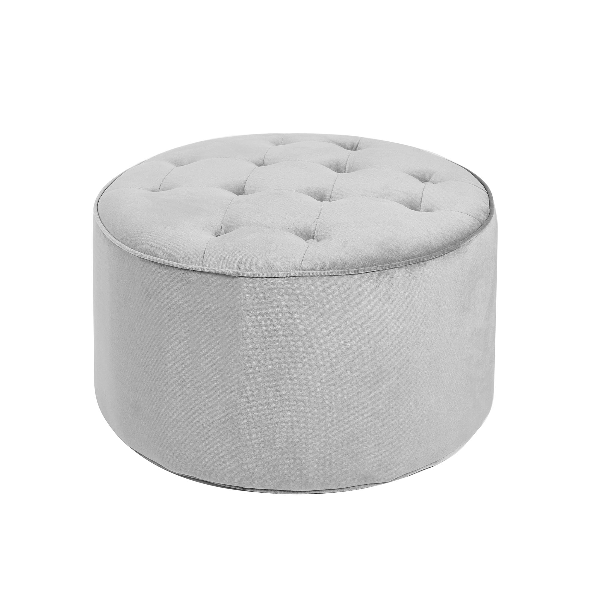 Collette Grey Tufted Large Round Ottoman