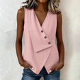 thumbnail image 3 of Summer Tops for Women Gsakboxl Women Casual V‑Neck Button‑Decorated Sleeveless Linen Tank Top Blouse Pink XL, 3 of 7