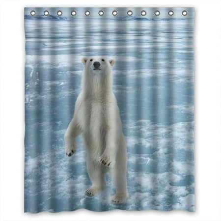 Ganma The Frozen Ice White Bear Stand Up Shower Curtain Polyester Fabric Bathroom Shower Curtain 60x72