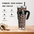 thumbnail image 3 of 40 oz Leopard Print tumbler with Handle Skinny Vacuum Insulated Tumbler With Straw,Cute Cheetah Print Cups Water Bottle CoffeeTravel Tumbler, Leopard Decor/Accessories for Women, 3 of 6