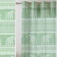 thumbnail image 1 of Vargottam Green Elephant Print Sheer Georgette Curtains for Windows & Small Doors - Set of 2 Panels, 72" Long, Grommet Top, Printed Light Filtering Drapes for Living Room or Study, 1 of 9