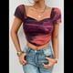 thumbnail image 4 of Camisetas Asimétricas con Cuello Cuadrado y Efecto Tie-Dye para Mujer, Blusas Casuales de Corta Fruncidas Oscuro M, 4 of 10