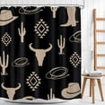 thumbnail image 2 of Jbralid Western Boho Shower Curtain 72Wx72H Cow Skull Bull Vintage Farmhouse Bathroom Decor Black Polyester Bath Curtain with 12 Hooks, 2 of 5