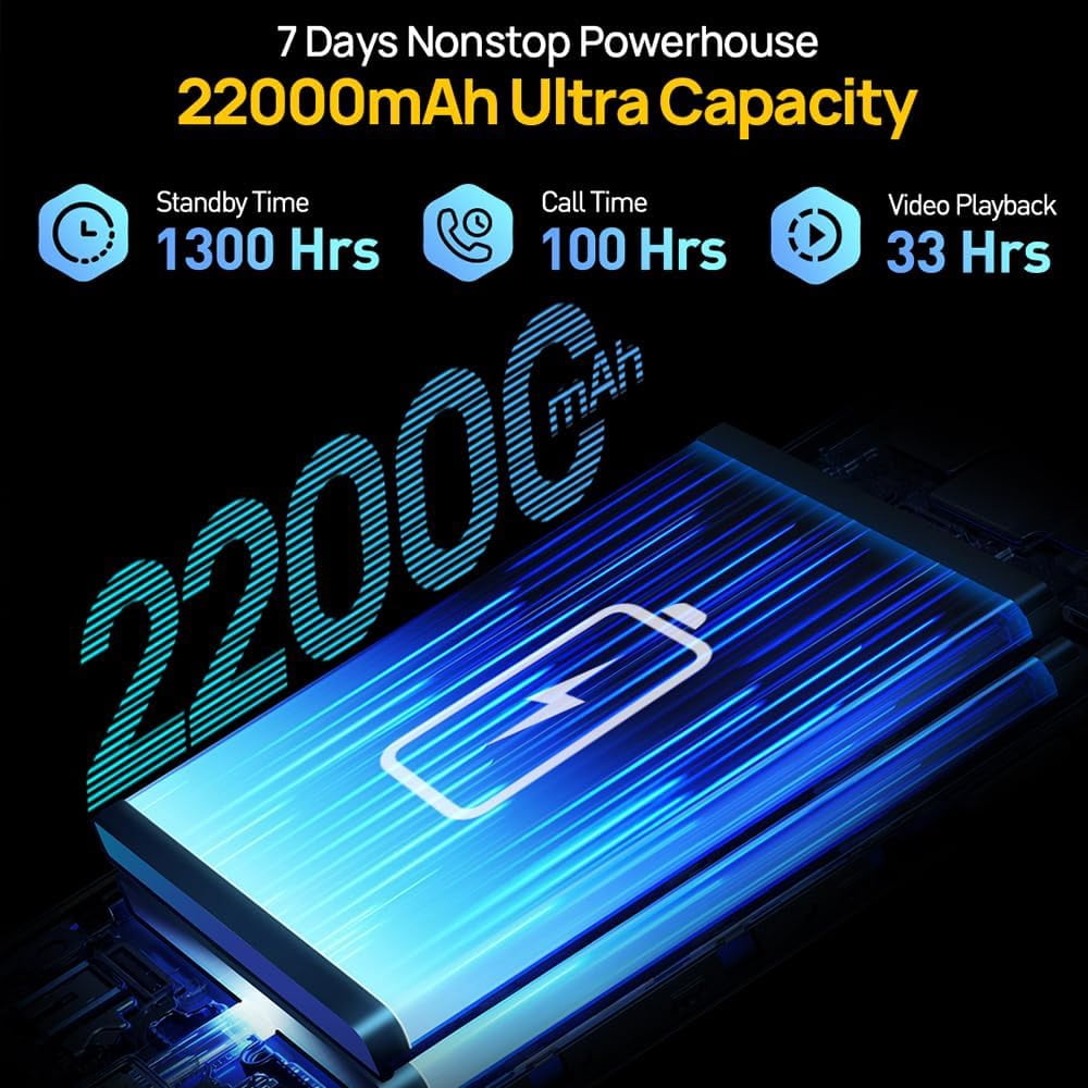 Ulefone Armor 24 Rugged Phone, 6.78" 2.4K FHD Screen, 64MP Camera 64MP Night Vision, 22000mAh Battery, 66W Fast Charging, 24GB 256GB