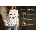 thumbnail image 4 of vzibsiv Womens Spooky Season Pumpkin Face Rhinestone Sweatshirt Classic Crewneck Top,White L, 4 of 5