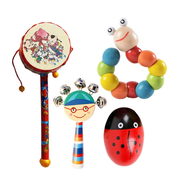 4 piezas de instrumentos musicales de madera juguete de desarrollo juguete sensorial Montessori juguetes musicales para niños niñas regalo de Estilo C