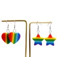 thumbnail image 1 of 2 pares de pendientes de corazón de estrellas de amor, joyería de arcoíris, gancho de acero inoxidable acrílico, Día Nacional Sueco brillar Electrónica, 1 of 5