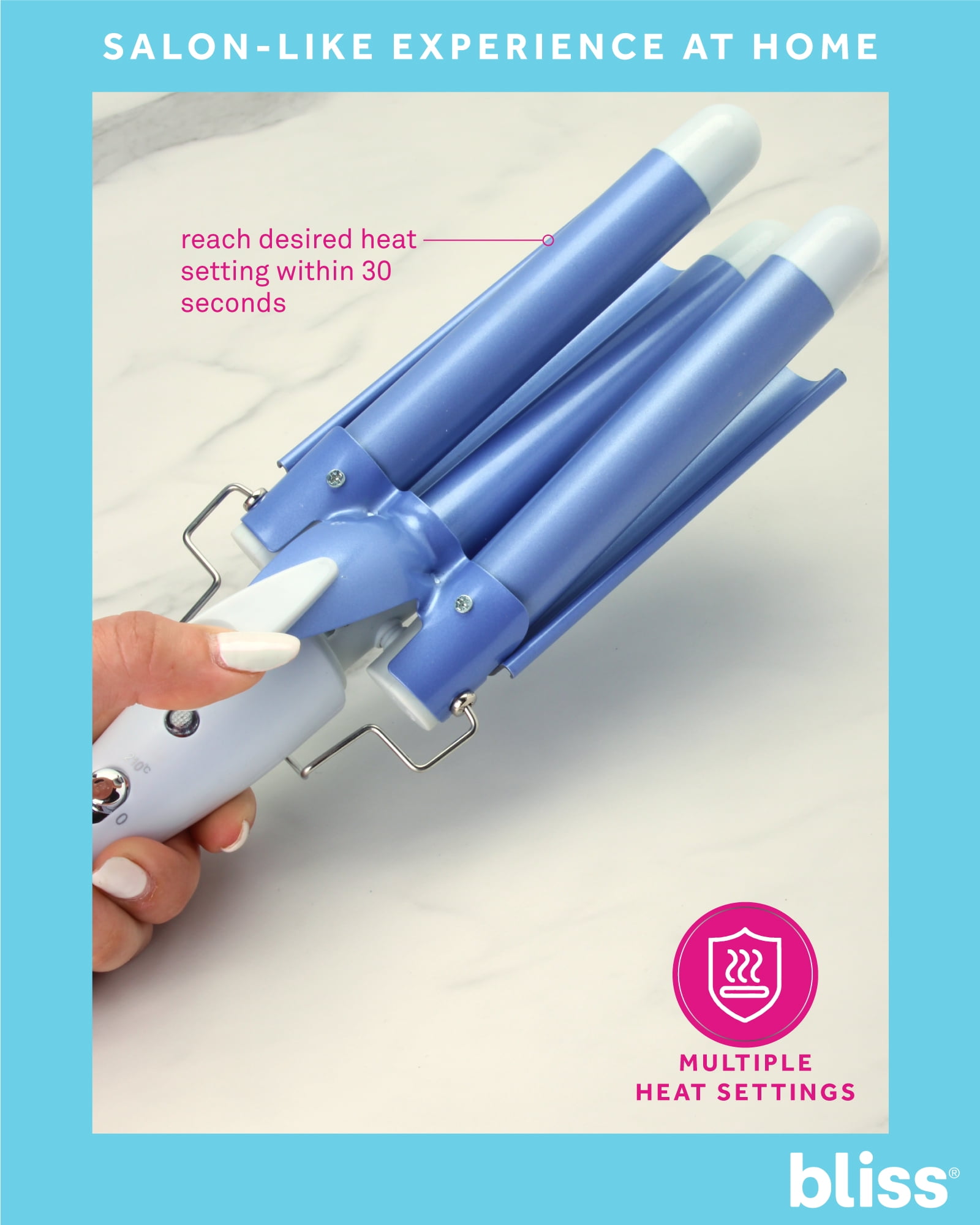 Bliss 3 Barrel Curling Iron - Adjustable Temperature Crimper Hair Tool - Curling Iron for Women
