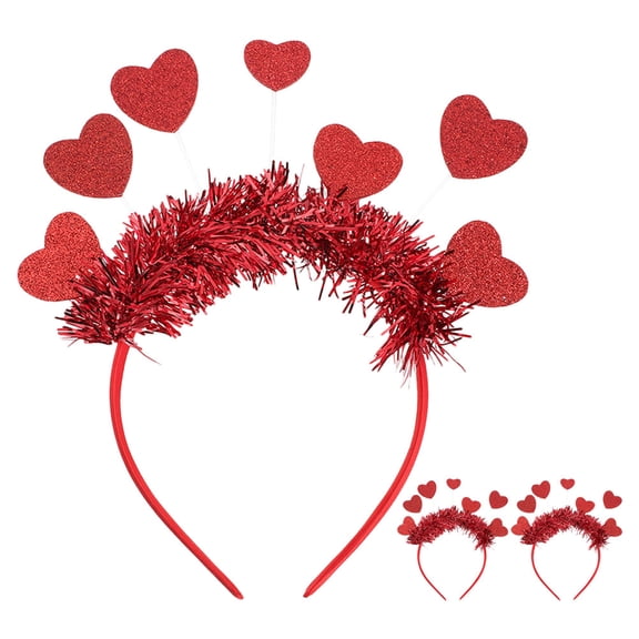 Dayesque 3-Pack Red Glitter Heart Headbands Valentines Day Hair Hoops Love Shaped Boppers Wedding Party Hair Accessories