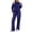 Blue, variant on Womens Two Piece Outfit Set Summer Casual Solid Color Long Sleeve Sweatshirt and Soft Polyester Comfortable Sleepwear Relaxing Home Wear