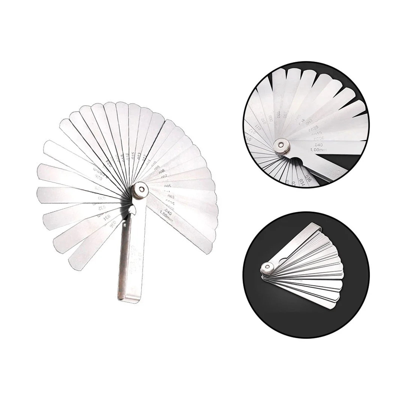 32 Blades Feeler Gauge Stainless Steel Metric 0.02-1.00mm Gap Filler Tune Up Gauge Filler Gauge Valve Clearance Measurement Tool ,Easy Identification