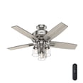 thumbnail image 3 of Hunter - Bennett Indoor Ceiling Fan With Light, Remote, 44-inch, Brushed Nickel, Transitional-style, 3-speed WhisperWind Motor, 50417, for living rooms, bedrooms, home offices, kitchens, 3 of 15