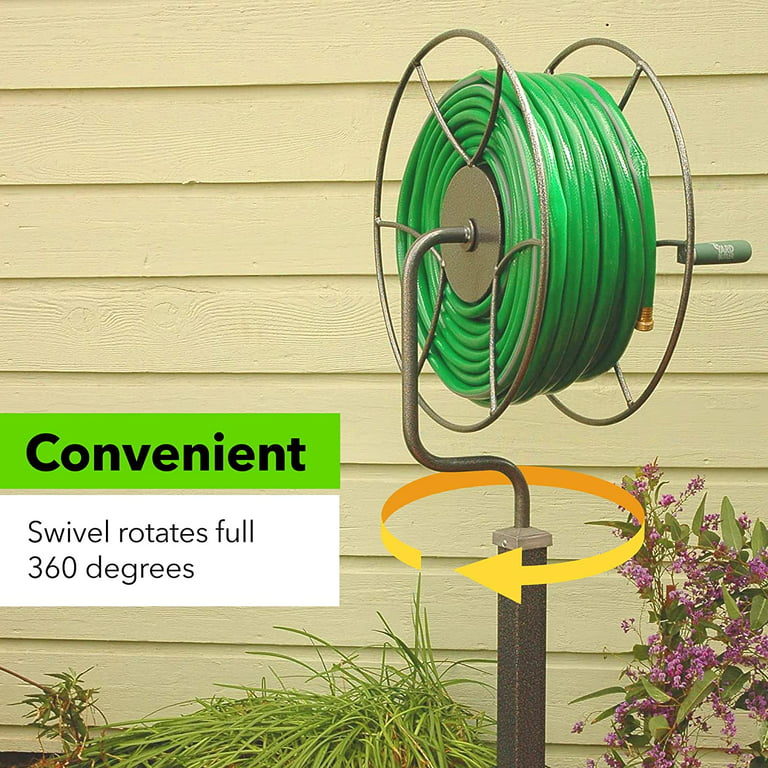 Yard Butler Free Standing Swivel Hose Reel - Water Hose Caddy For Yard or  Garden - Outdoor Garden Hose Accessories, Water Hose Reel Rotate 360  Degree, Freestanding Metal with Patio Base 