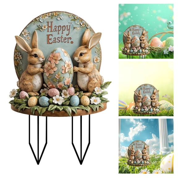 sruoe Acrylic Garden Stakes Decor, Gardening Pot Decorations, Outdoor Flower Fairy Statues, Cute Garden Decor, Ground Insert Garden Decoration, Durable for Patio, Easter Garden Ground Plug