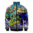 thumbnail image 2 of Chaqueta con estampado 3D de graffiti de colores a la moda para hombre, abrigo de manga larga con patrón de hip hop, chaqueta holgada de calle de otoño, chaquetas con cremallera para niños, 2 of 5
