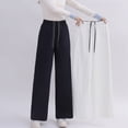 thumbnail image 1 of Pantalones Casuales Blancos de Algodón Titanio, Pantalones de Pierna Recta para Mujer, Pantalones con Pretina Elástica, Pantalones Sueltos de Pierna Ancha para Mujer, 1 of 13