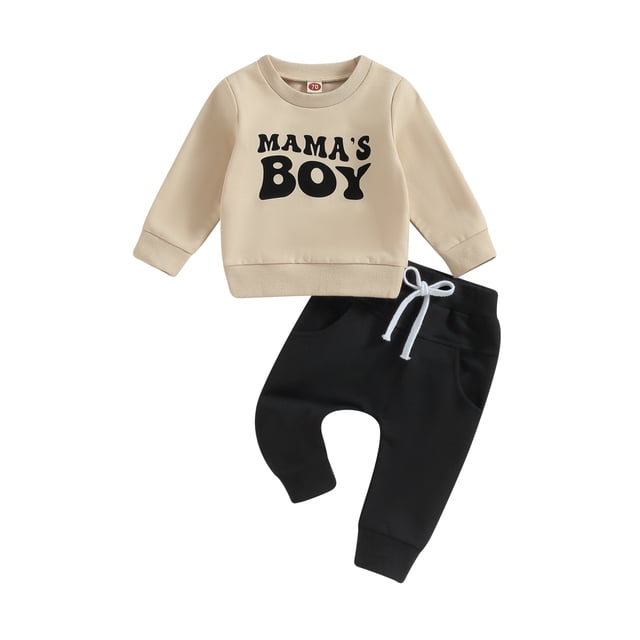 Fortune Toddler Baby Boy Winter Outfits 2Pcs Infant Letters Sweatshirt Tops Elastic Waist Sweatpants 0-3 Years