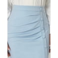 thumbnail image 4 of DARING DIVA Women's Ruched Bodycon Midi Pencil Skirt M Light Blue, 4 of 6