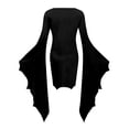 thumbnail image 4 of Vestido de disfraz de esqueleto gótico para mujer con mangas de alas de murciélago para fiestas de Halloween y eventos de cosplay, 4 of 4