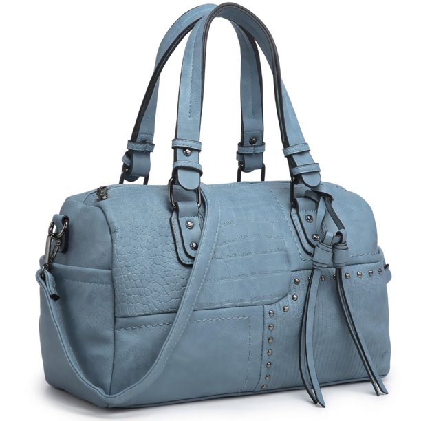 Bolso Dasein de piel vegana suave para mujer, color azul claro