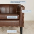 thumbnail image 3 of Modern Contemporary Upholstered Barrel Tub Club Accent Chair, Brown, 3 of 6