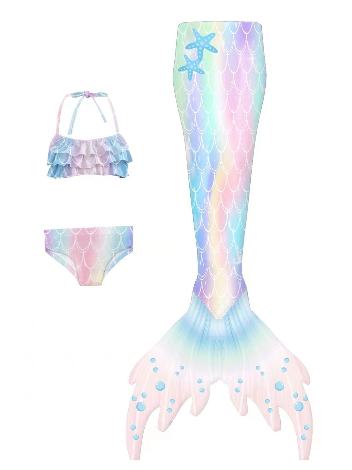 Bangyeer Girls Mermaid Swimsuit, Princess Girl Bikini Set 3 Pieces ...