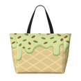 thumbnail image 2 of Large Travel Bag Waterproof Beach Bag Lightweight Oversized Tote For The Pool, Gym, Or Overnight Trips, Foldable Carryall Ice Cream Sage Green, 2 of 7