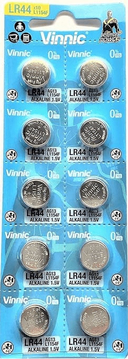 VINNIC LR44 L1154F AG13 Alkaline Coin Battery (10 Pack) 1.5v 110mAh